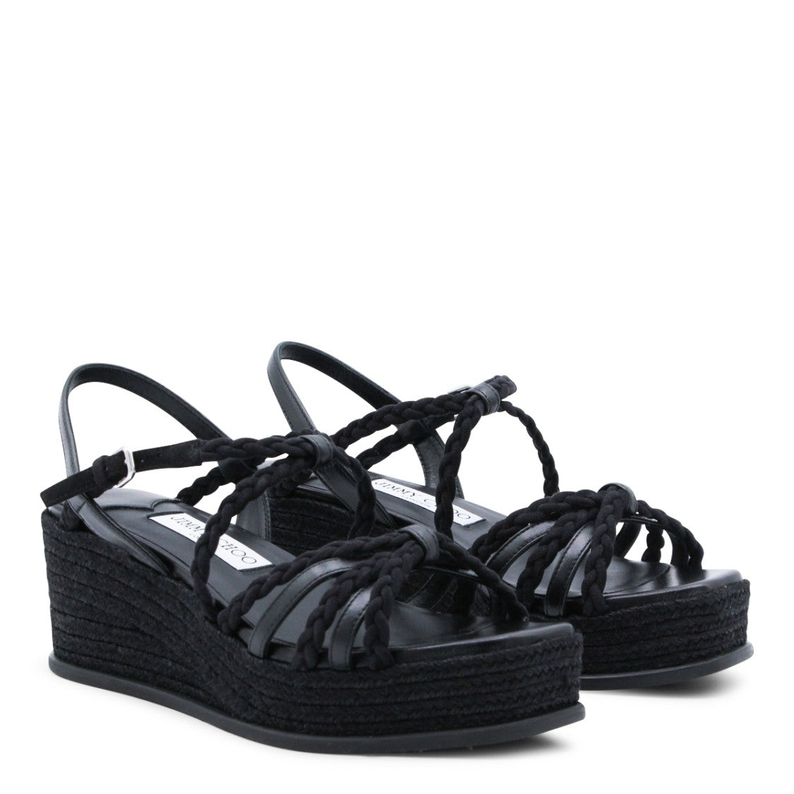 Jimmy Choo High Platform Black Espadrille Sandals
