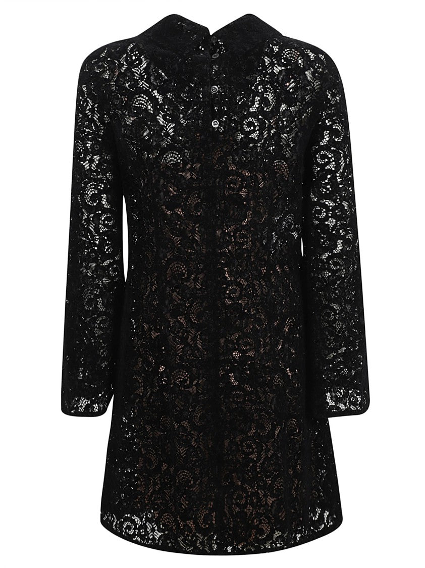 Moschino Lace Overlay Dress With Classic Collar