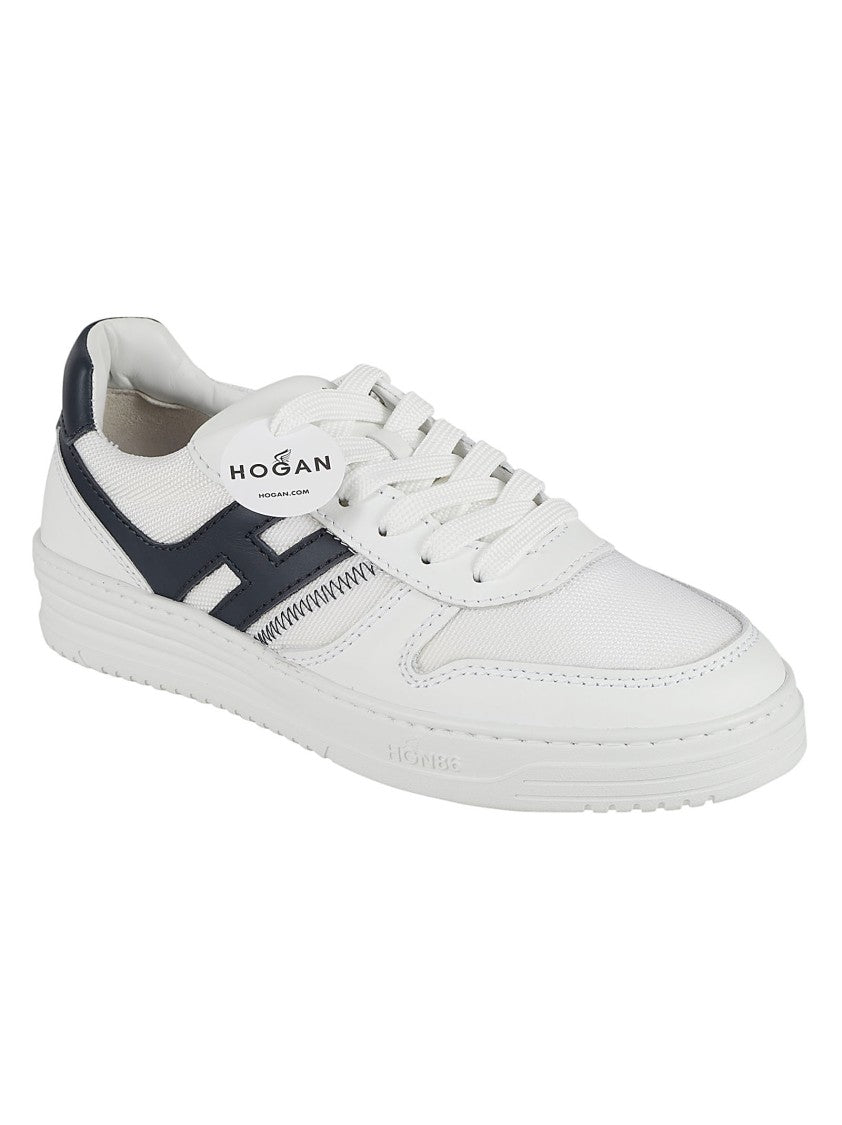 Hogan Navy-Accented White Leather Sneakers