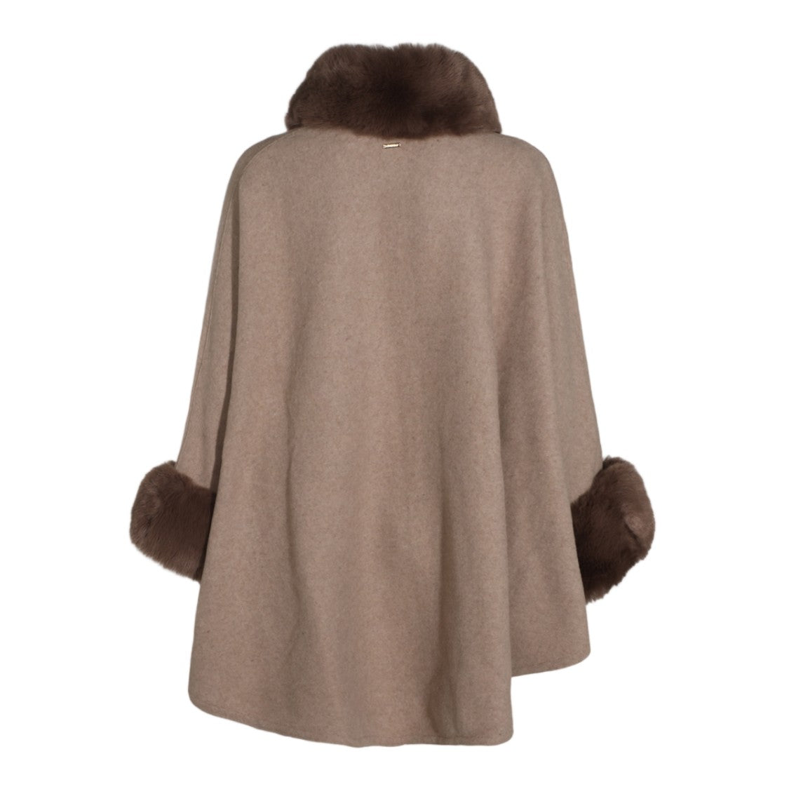 Twin-Set Plush Fur Trim Cape Jacket