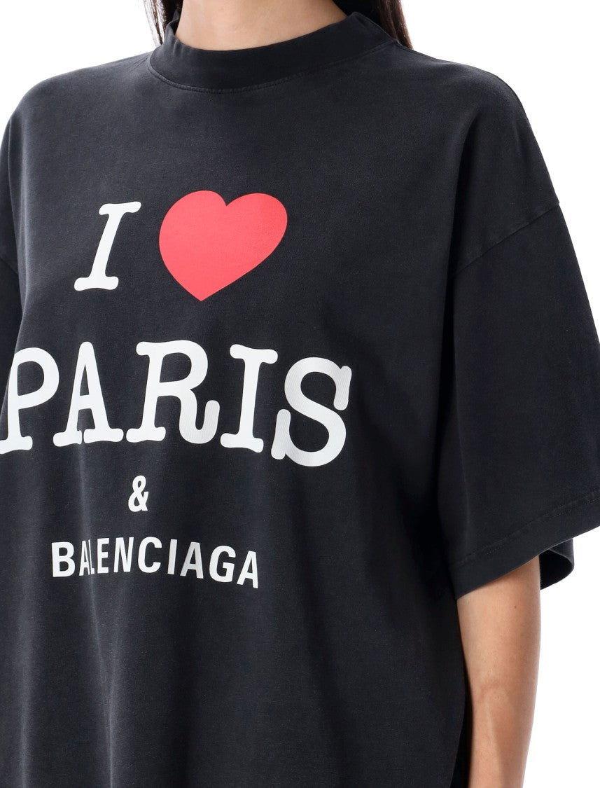 Balenciaga I Love Paris Oversized Cropped T-Shirt
