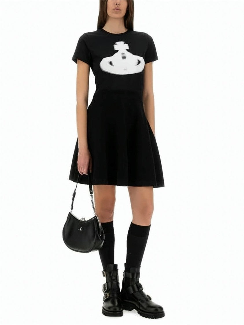 Vivienne Westwood Black Cotton T-Shirt With Bold Graphic Emblem