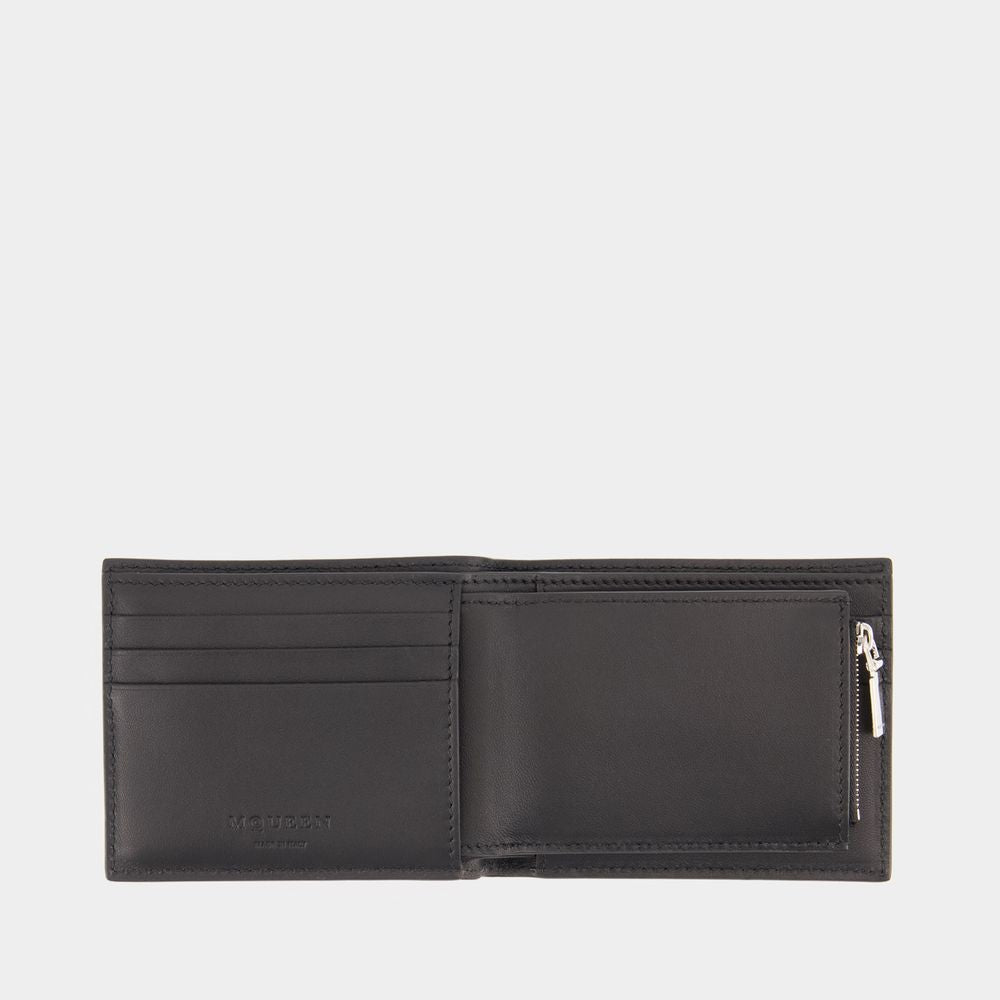 Alexander Mcqueen 2In1 Wallet - Leather - Black/Silver