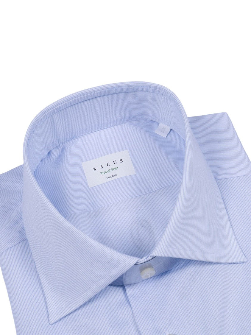 Xacus Blue Structured Fine Stripe Shirt