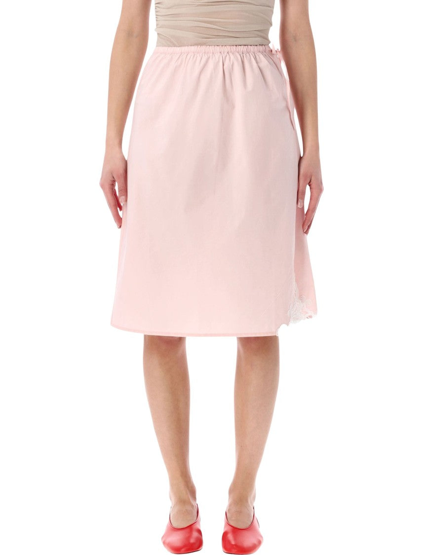 Soeur Midi Skirt With Elastic Waistband And Lace Embroidery