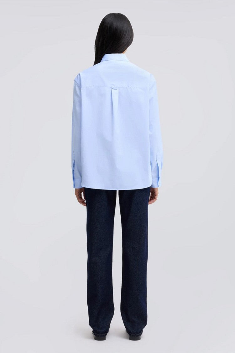 Aspesi Sky Blue Boxy Cropped Cotton Shirt
