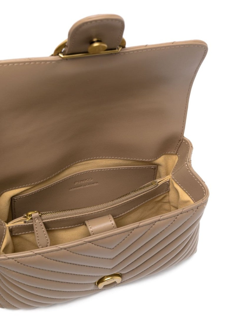 Pinko Chevron Quilted Calf Leather Bag