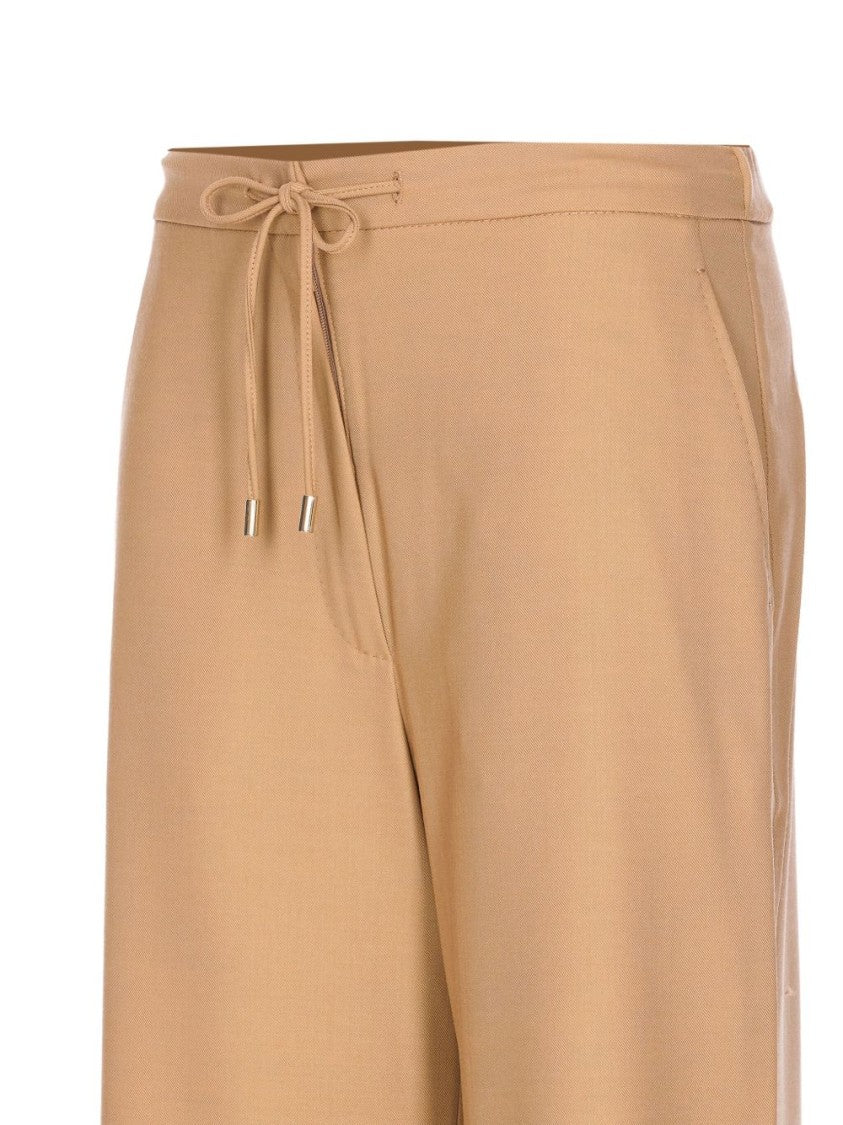 Max Mara Wide-Leg Trousers In Smooth Camel Stretch Wool Twill
