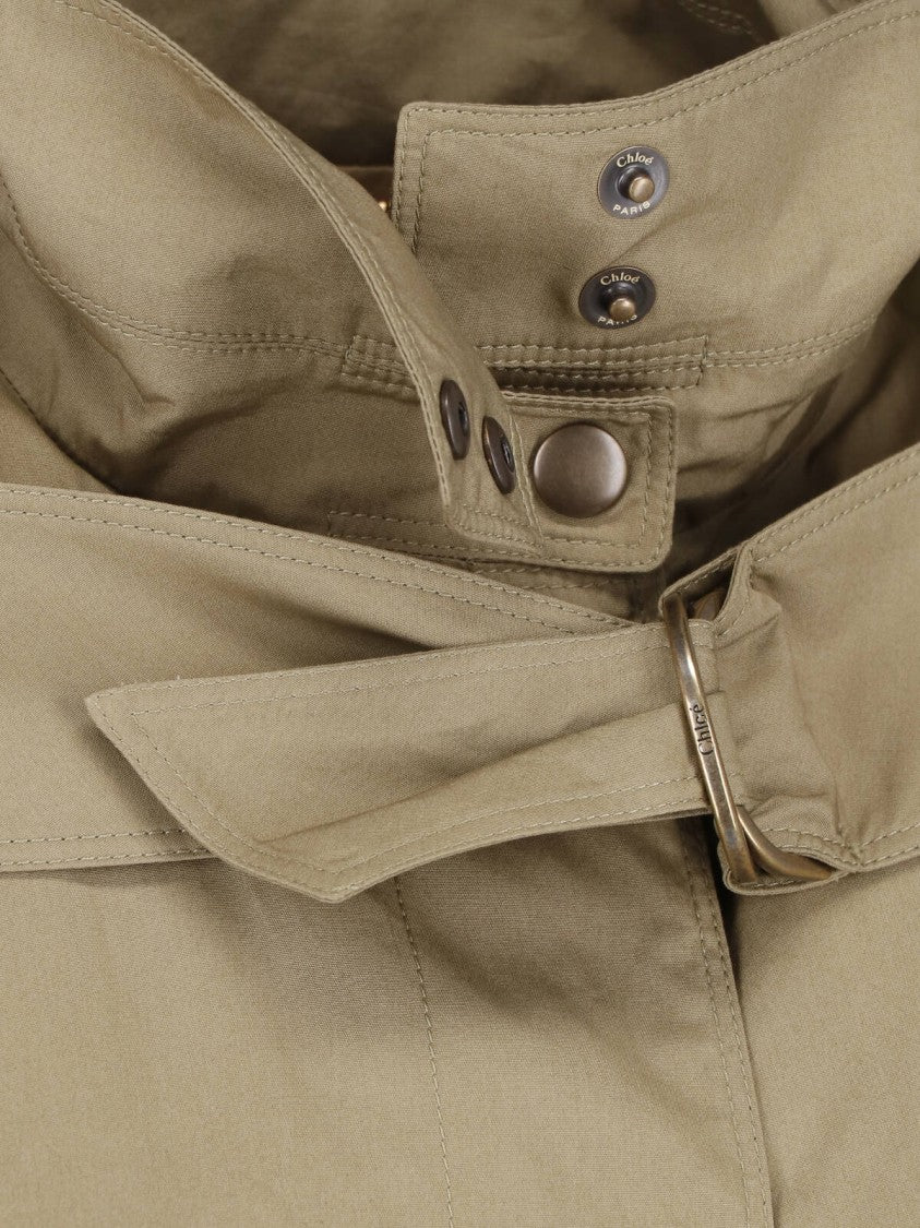 Chloé Neutral High-Collar Casual Fabric Jacket