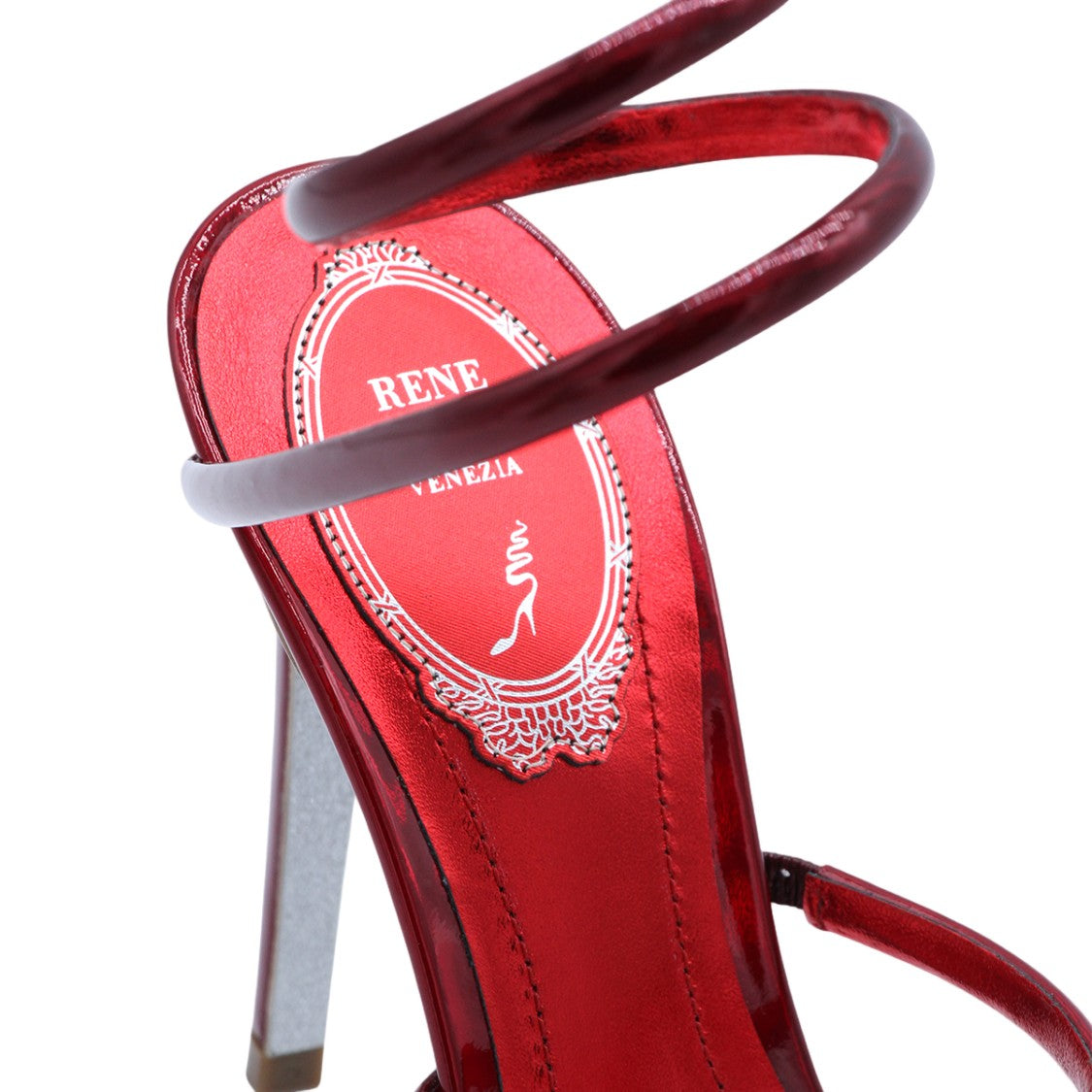 René Caovilla Vibrant Red Sandals With Minimalist Design