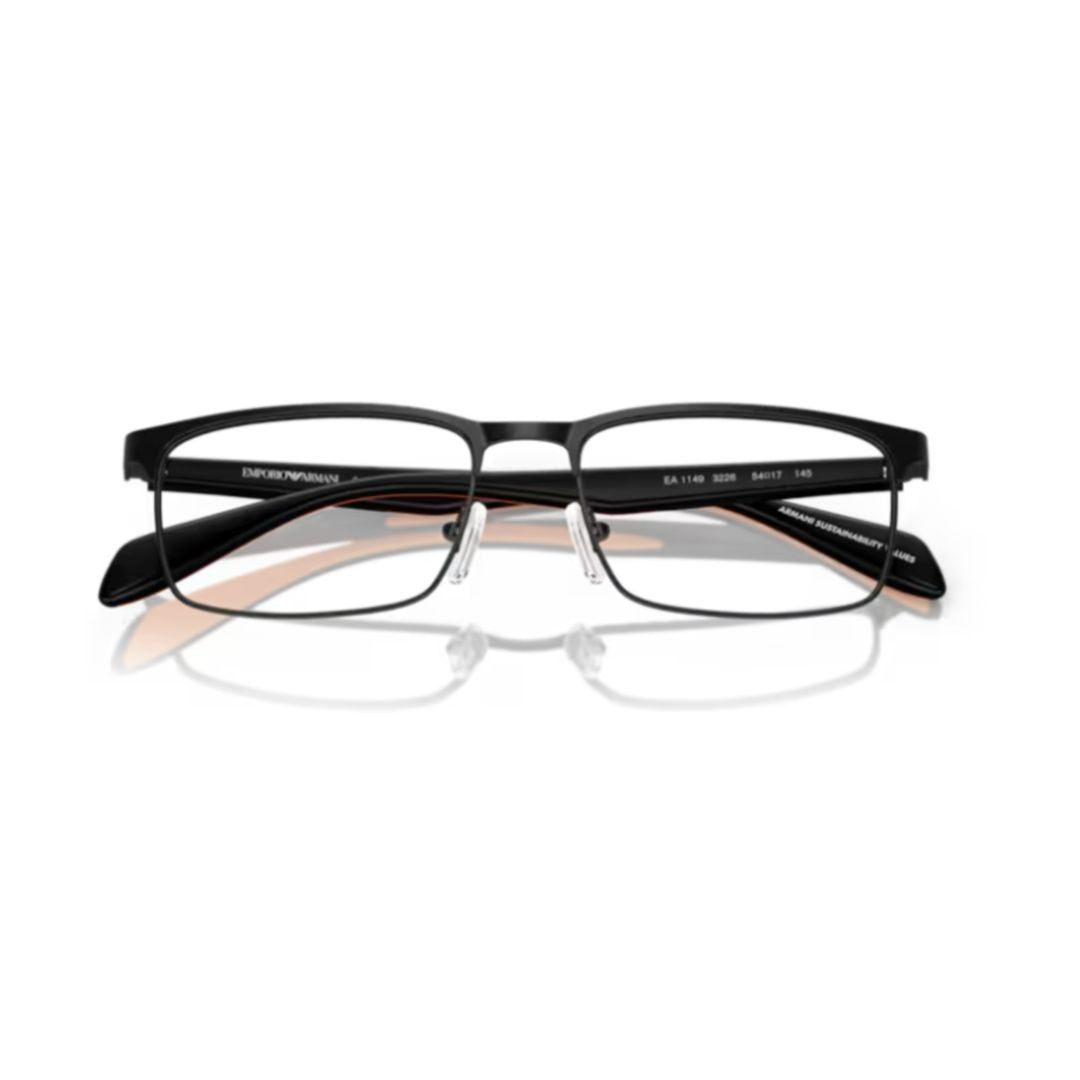 Emporio Armani 0Ea1149 Rectangular Black Eyeglasses With Adjustable Nose Pads