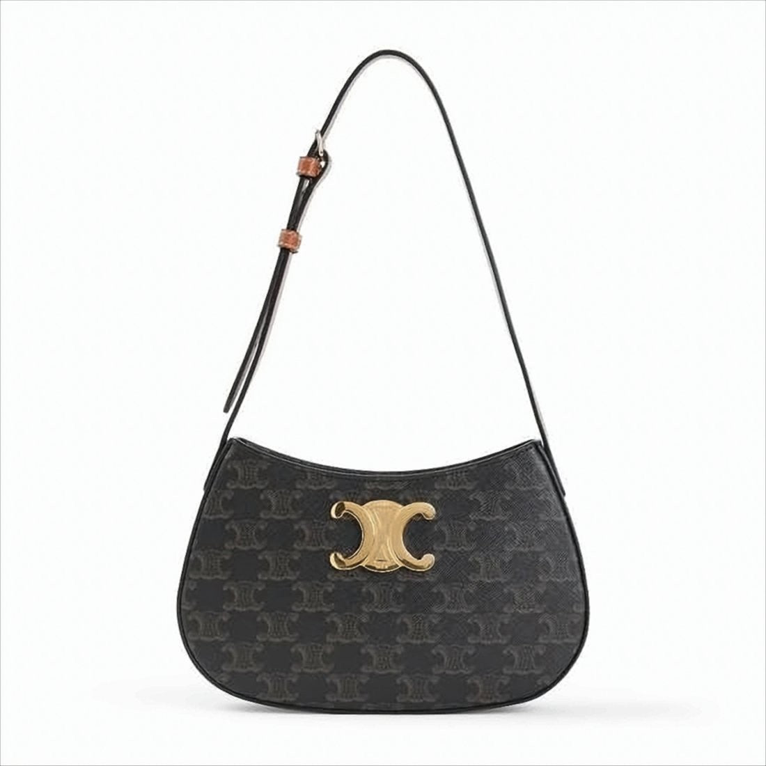 Celine Crescent-Shaped Shoulder Bag In Canvas