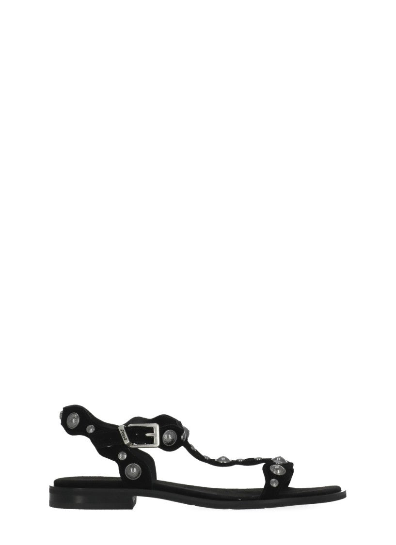 Ash Black Phanny Studded Suede Sandals