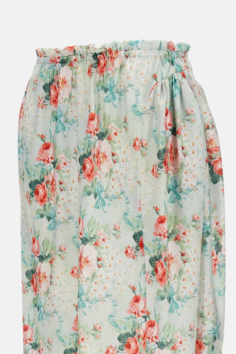 Simone Rocha Floral Print Long Skirt With Elastic Waistband