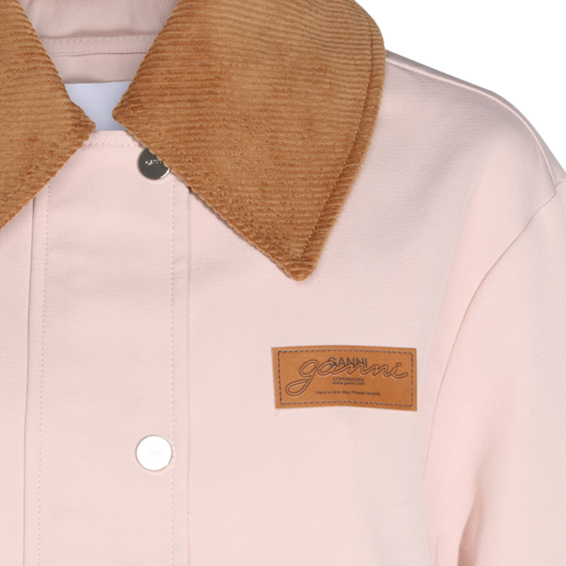 Ganni Light Pink Brown Corduroy Collar Jacket