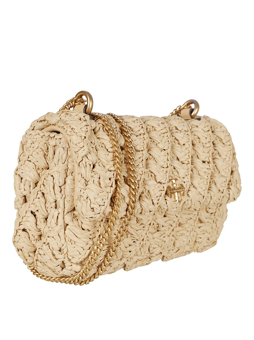 Tory Burch Textured Raffia Handbag With Quilted Pattern