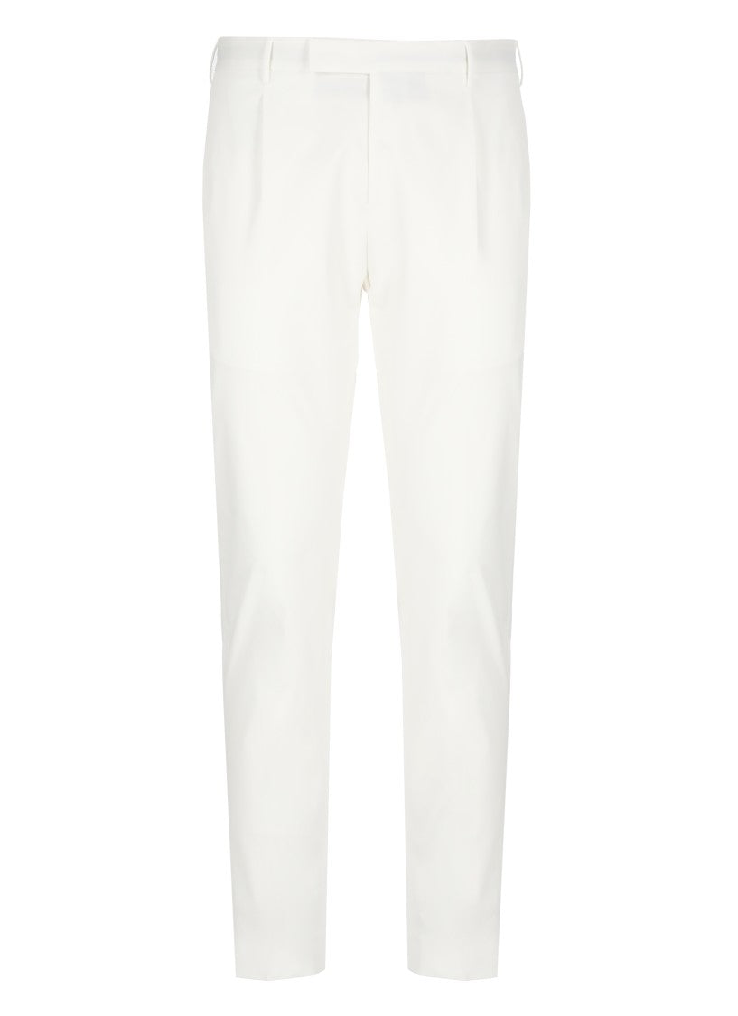 Pt Torino White Cotton Trousers