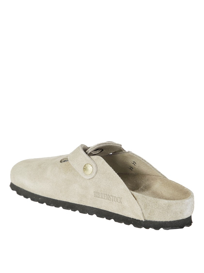 Birkenstock Suede Boston Metallic Buckle Loafers