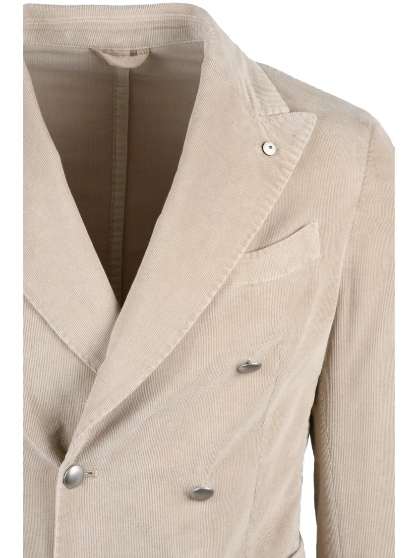 L.B.M. 1911 Double-Breasted Velvet Jacket With Silver-Tone Buttons And Patch Pockets