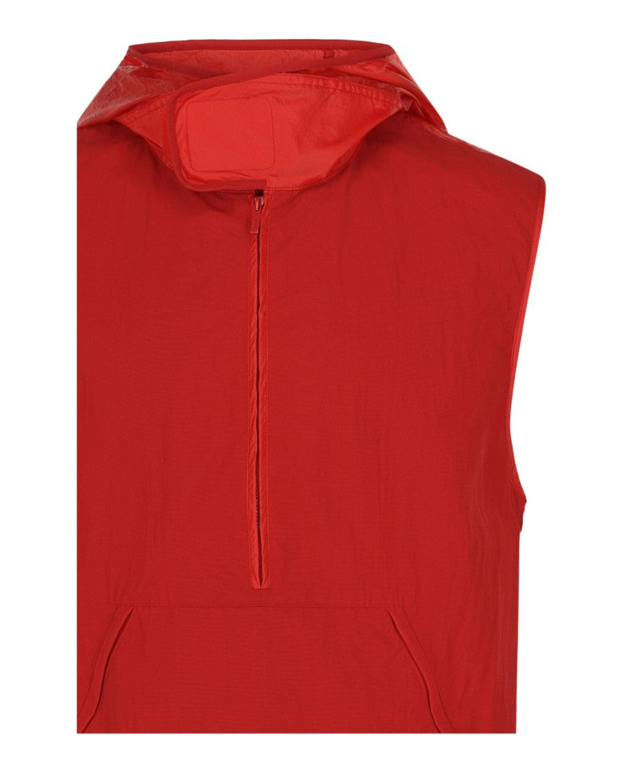 Ferragamo Hooded Windbreaker Vest With Adjustable Features And Zip Pockets