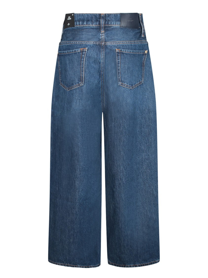 7 For All Mankind Wide-Leg Denim Jeans In Medium Blue Wash