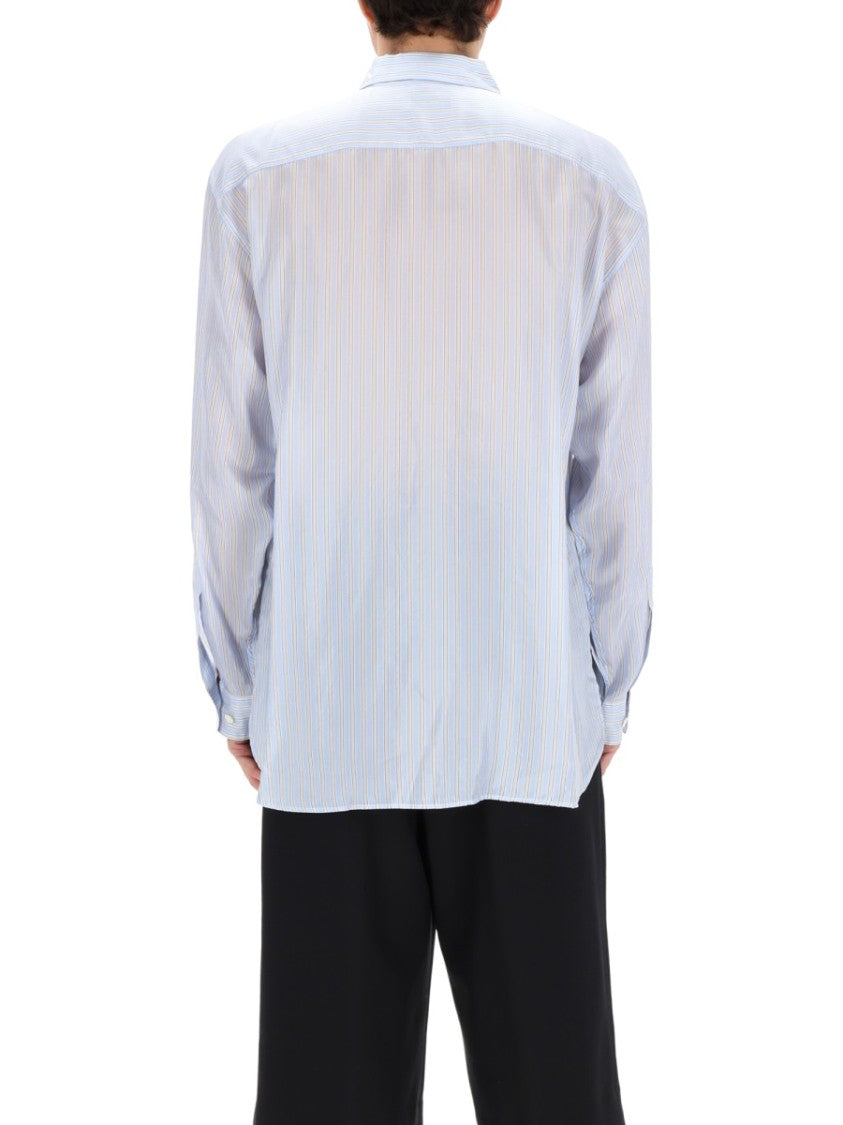 Dries Van Noten Blue Croom Vertical Stripes Cupro Shirt