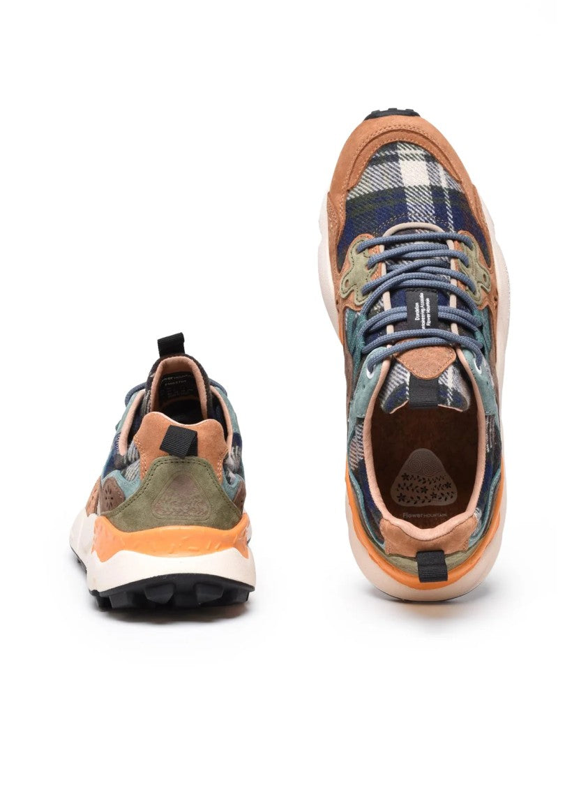 Flower Mountain Blue Leather-Blend Two-Tone Sneakers