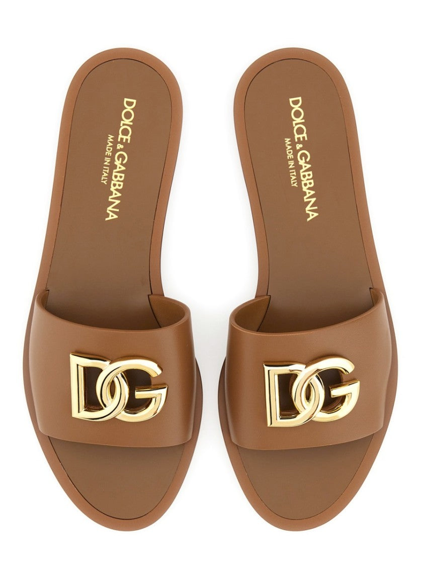 Dolce & Gabbana Leather Slide Sandals
