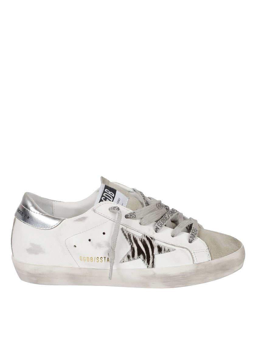 Golden Goose White Sneakers With Grey Suede Accents