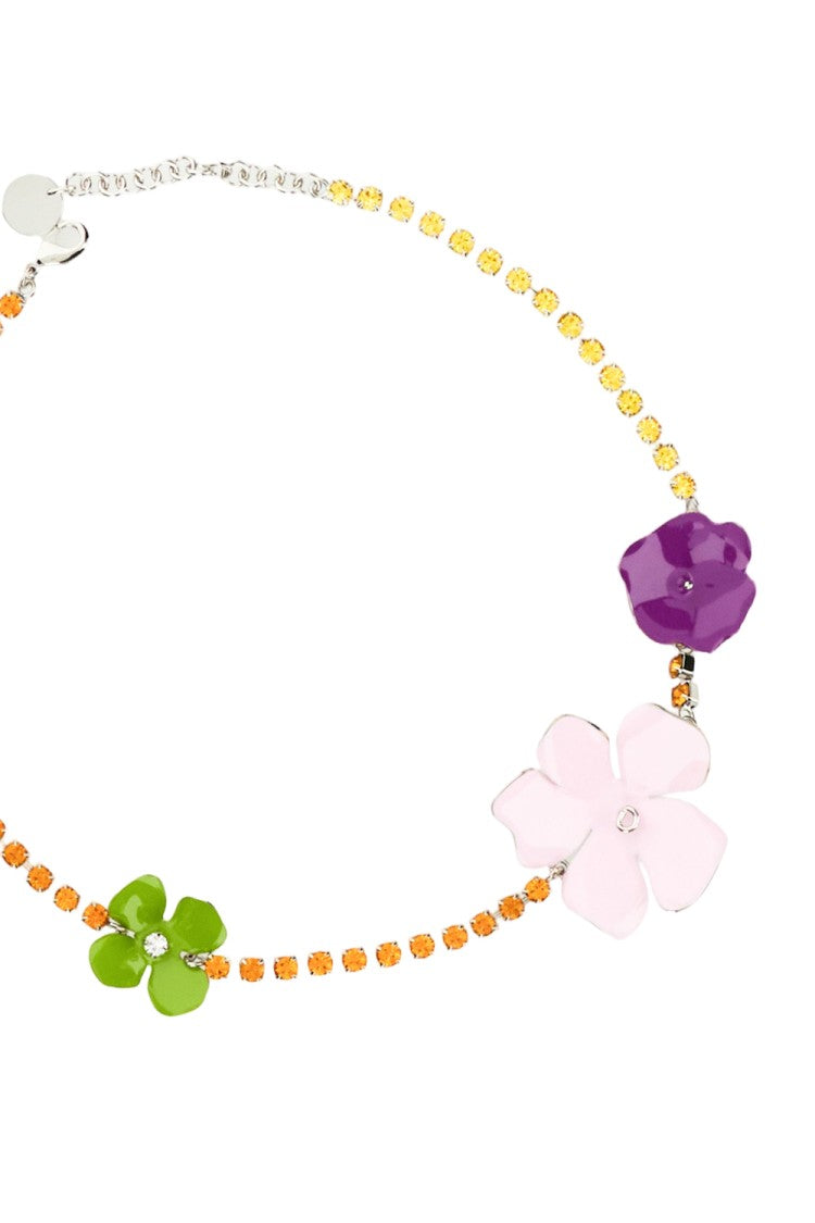 Marni Floral Choker Necklace With Colorful Charms