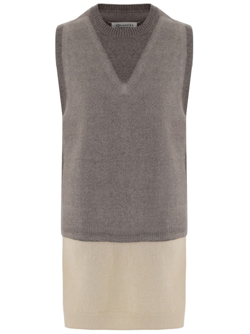 Maison Margiela Sleeveless Wool Vest With Color-Block Design