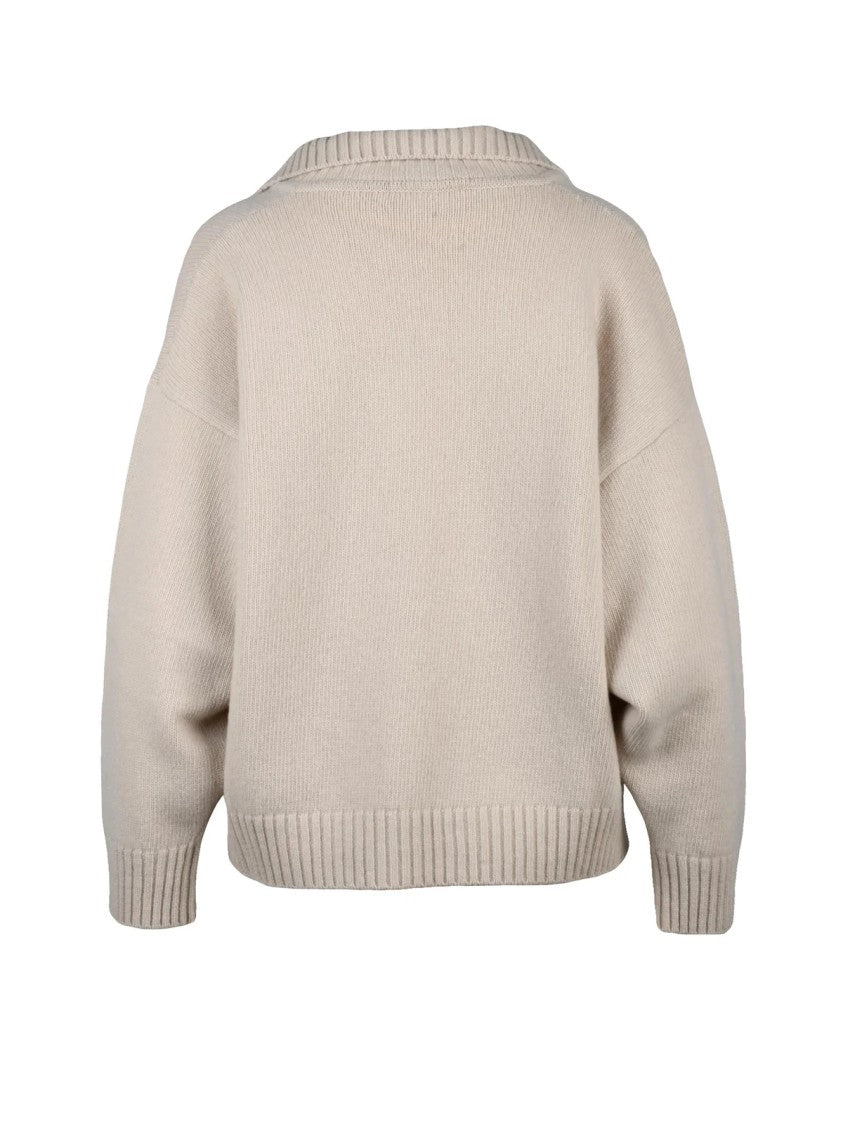 Max Mara Agre Knit Polo With V-Neckline And Ribbed Details