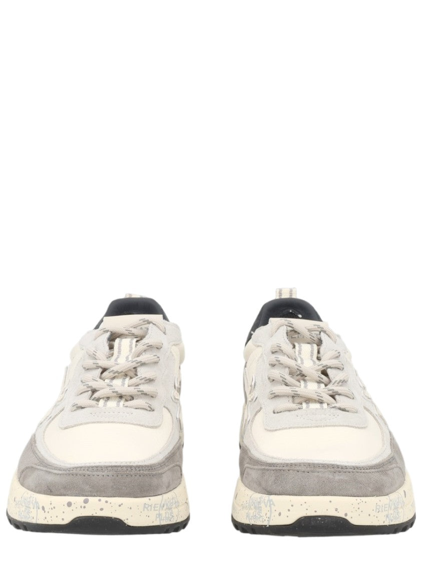Premiata White Padded Collar Branded Tab Suede Sneakers