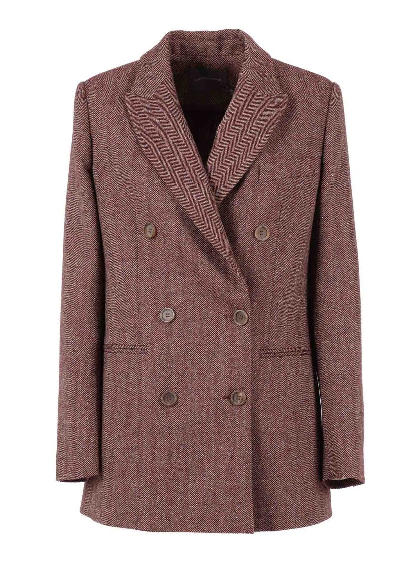Lorena Antoniazzi Double-Breasted Herringbone Jacket With Tailored Fit And Structured Shoulders