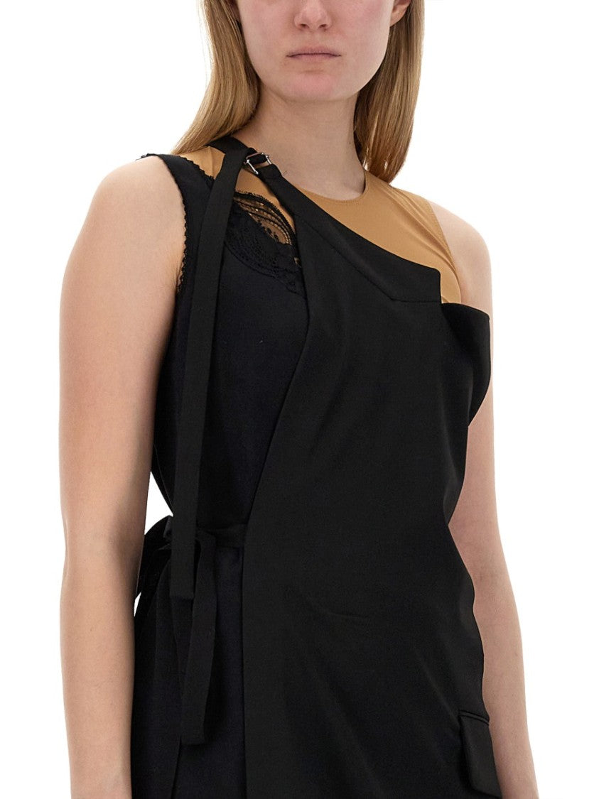 Mm6 By Maison Margiela Asymmetrical Top With Fitted Bodice And Flowing Skirt