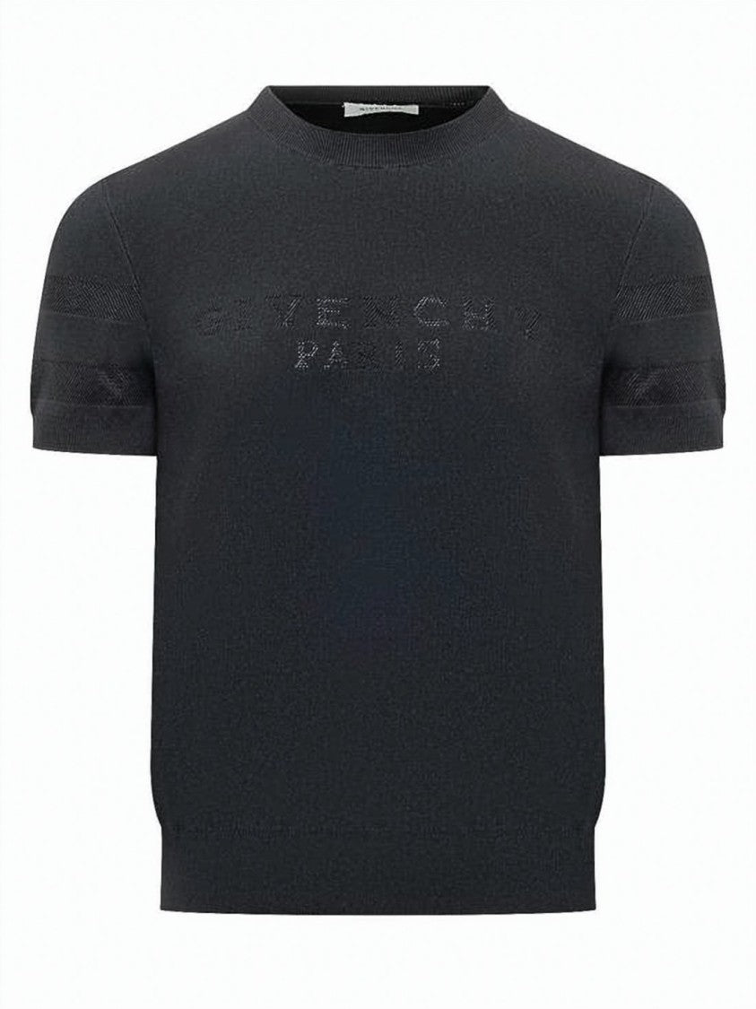 Givenchy Fitted Short-Sleeve Top With Textured Stripes