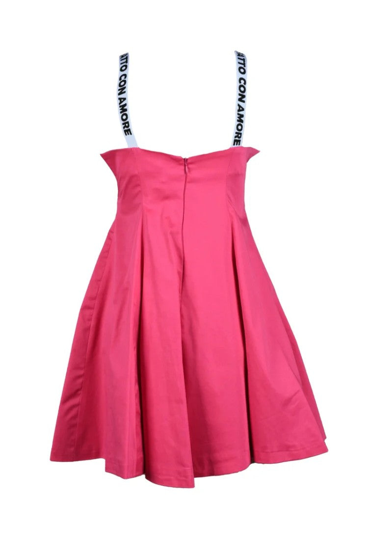 Giulia N Fuchsia Fitted Cotton-Blend Mini Dress