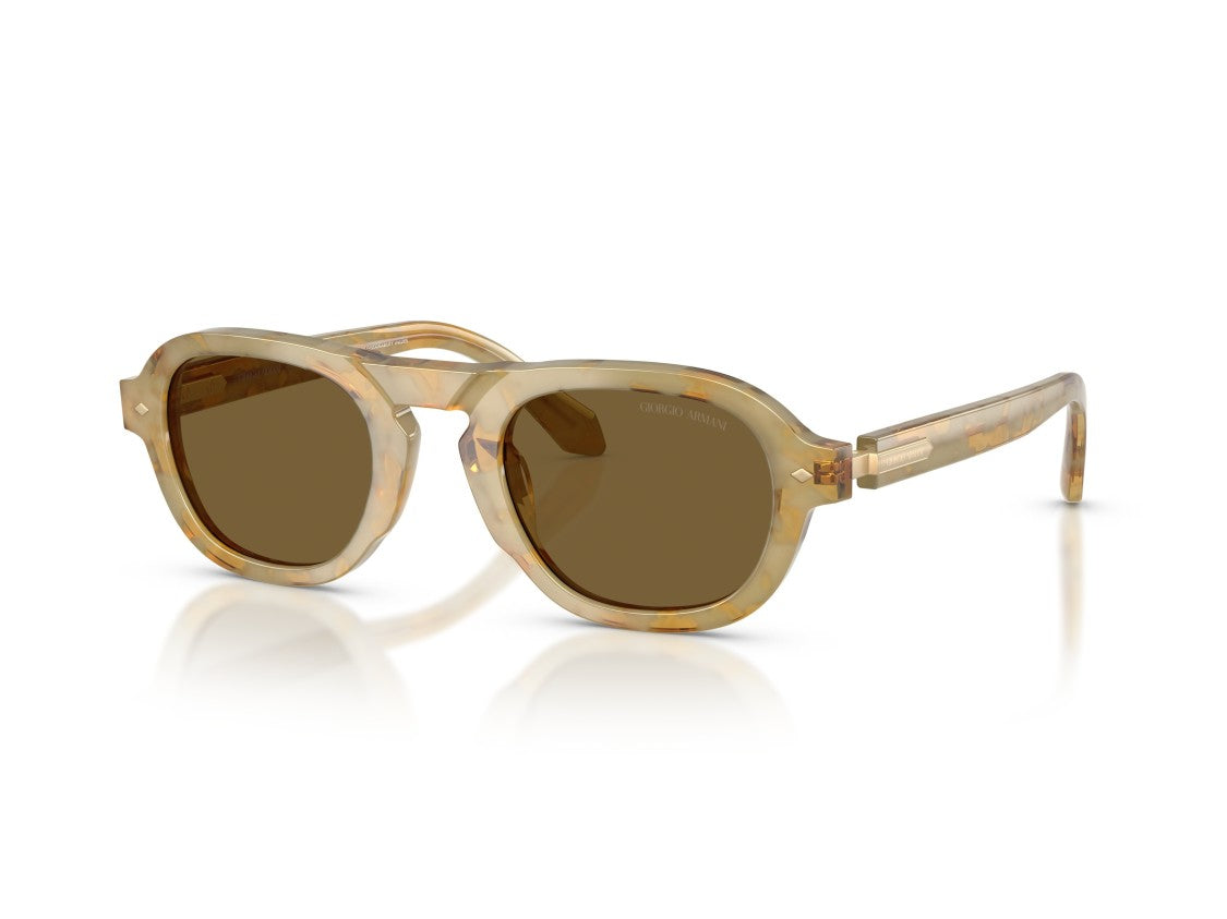 Giorgio Armani Brown 0Ar8244 Keyhole Acetate Geometric Sunglasses