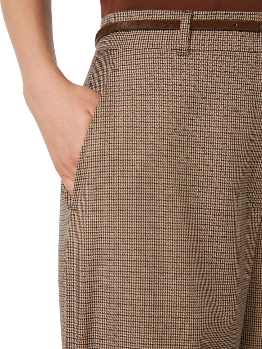 Max Mara Houndstooth Tailored Wide-Leg Pants