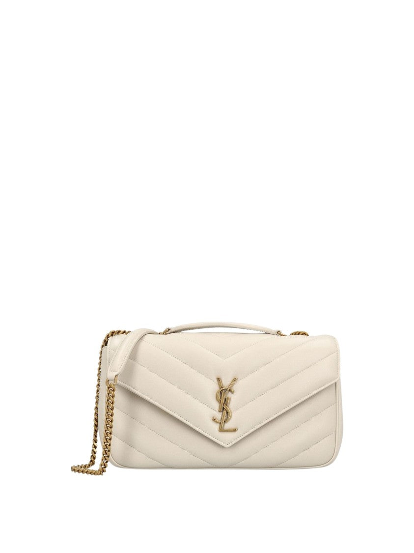 Saint Laurent Quilted Medium Shoulder Bag With Brass Logo