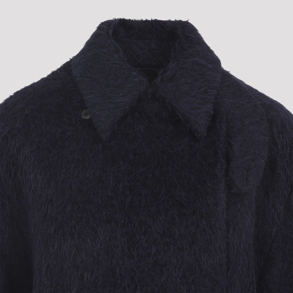 Carven Midnight Blue Alpaca Long Belted Coat