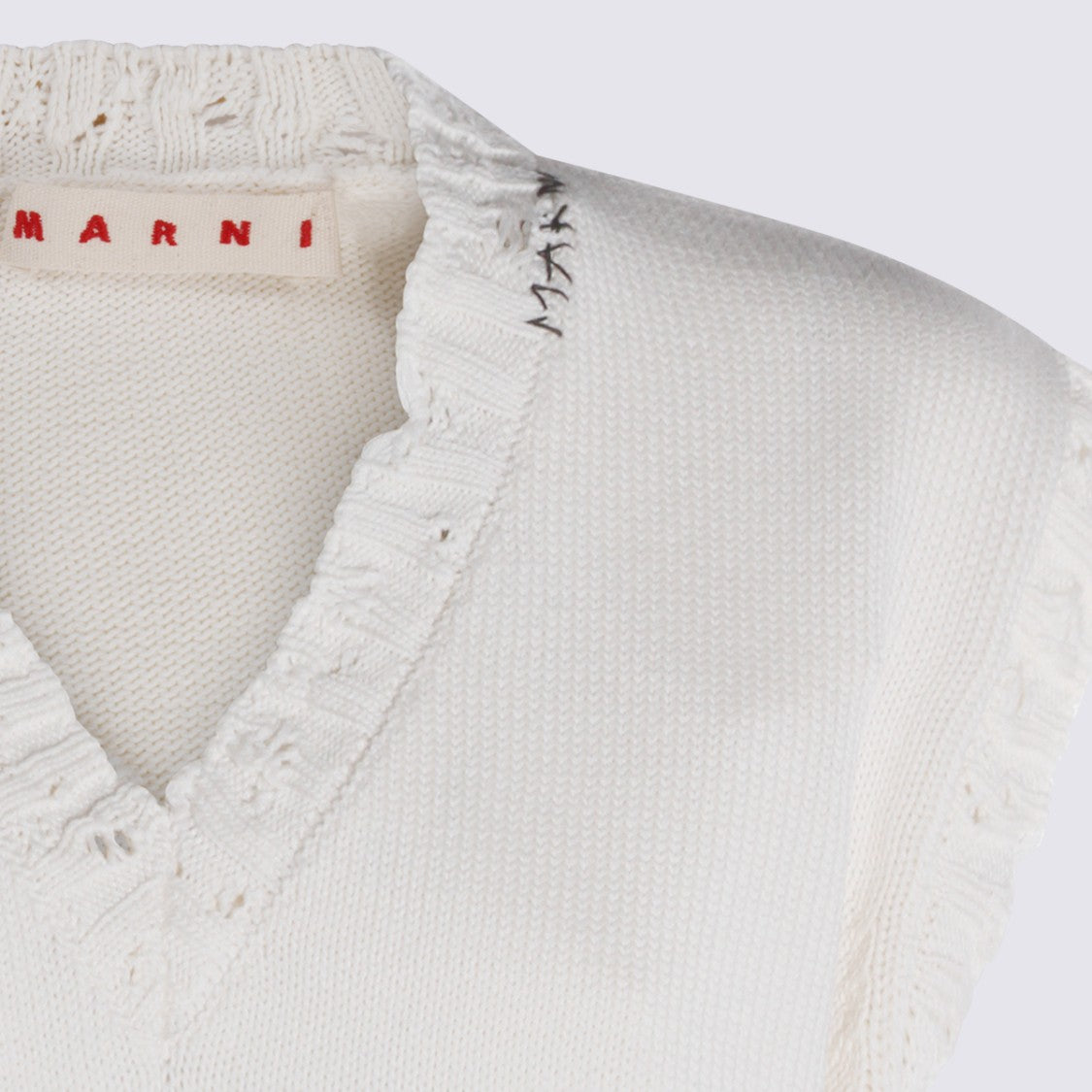 Marni Sleeveless White Cotton Knit Top