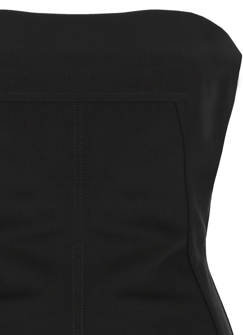 Rick Owens Black Fringed Strapless Bustier