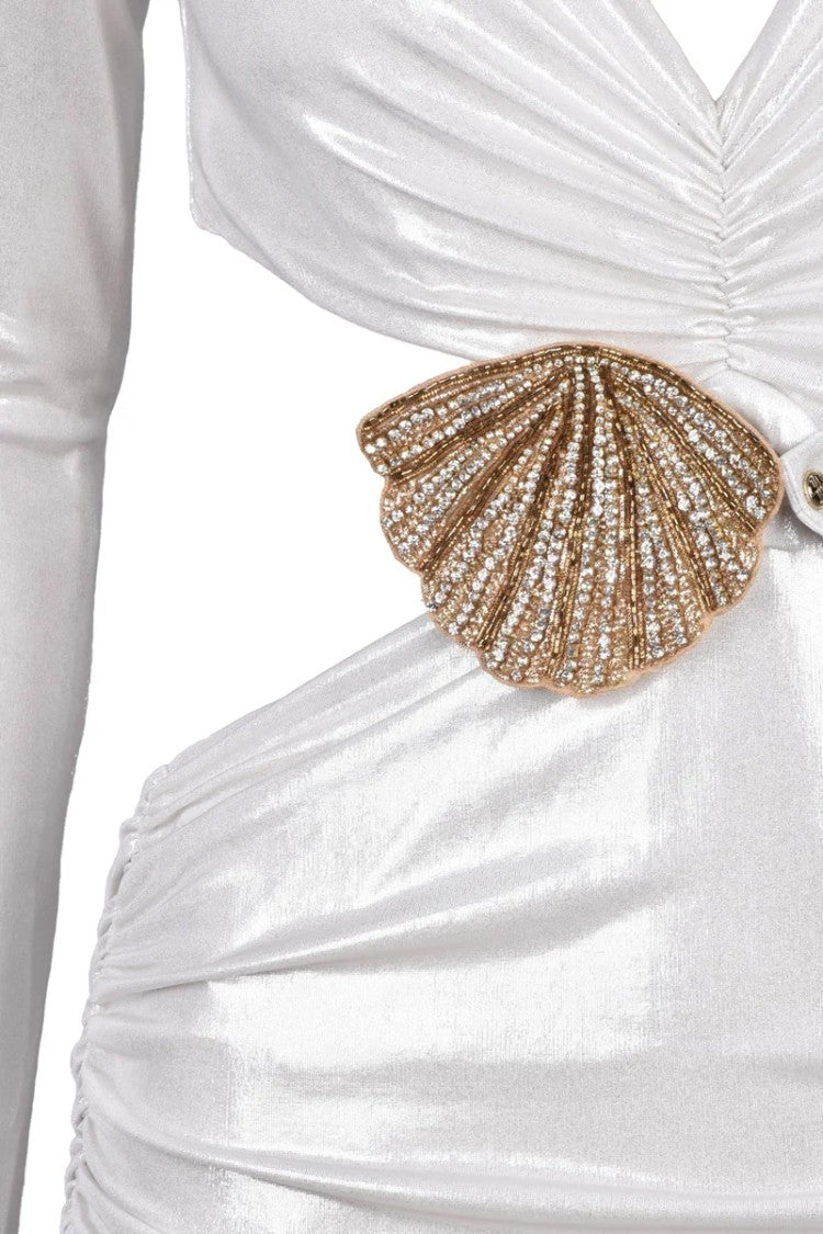 Alma Sanchez Long Ruched Dress - Pearl Grey