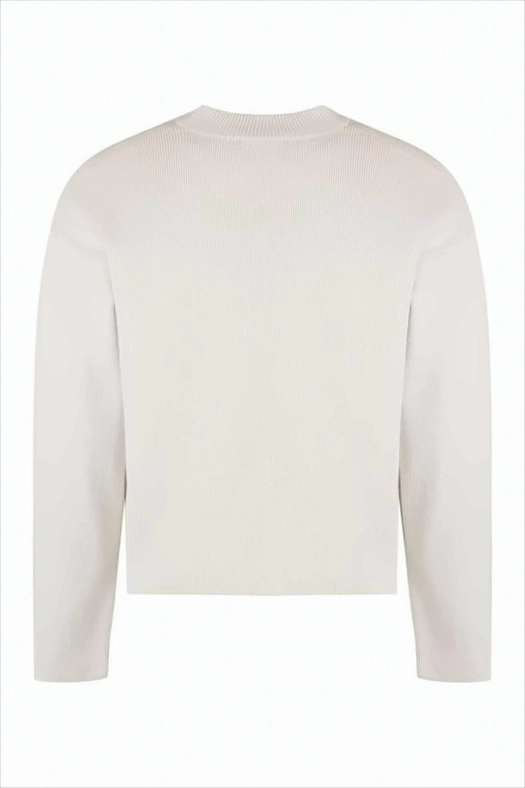 Ami Paris Cropped Knit Sweater With Ribbed Texture