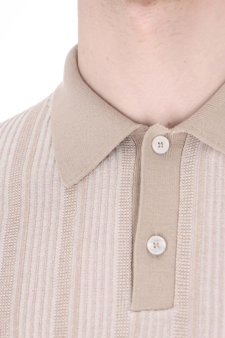 Ballantyne Beige Textured Cotton Pocket Polo Shirt