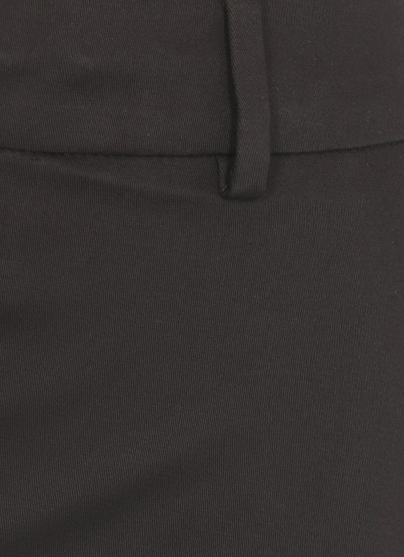 Pt Torino Tailored Black Cotton Pants With Front Fastening And Pocket Detail