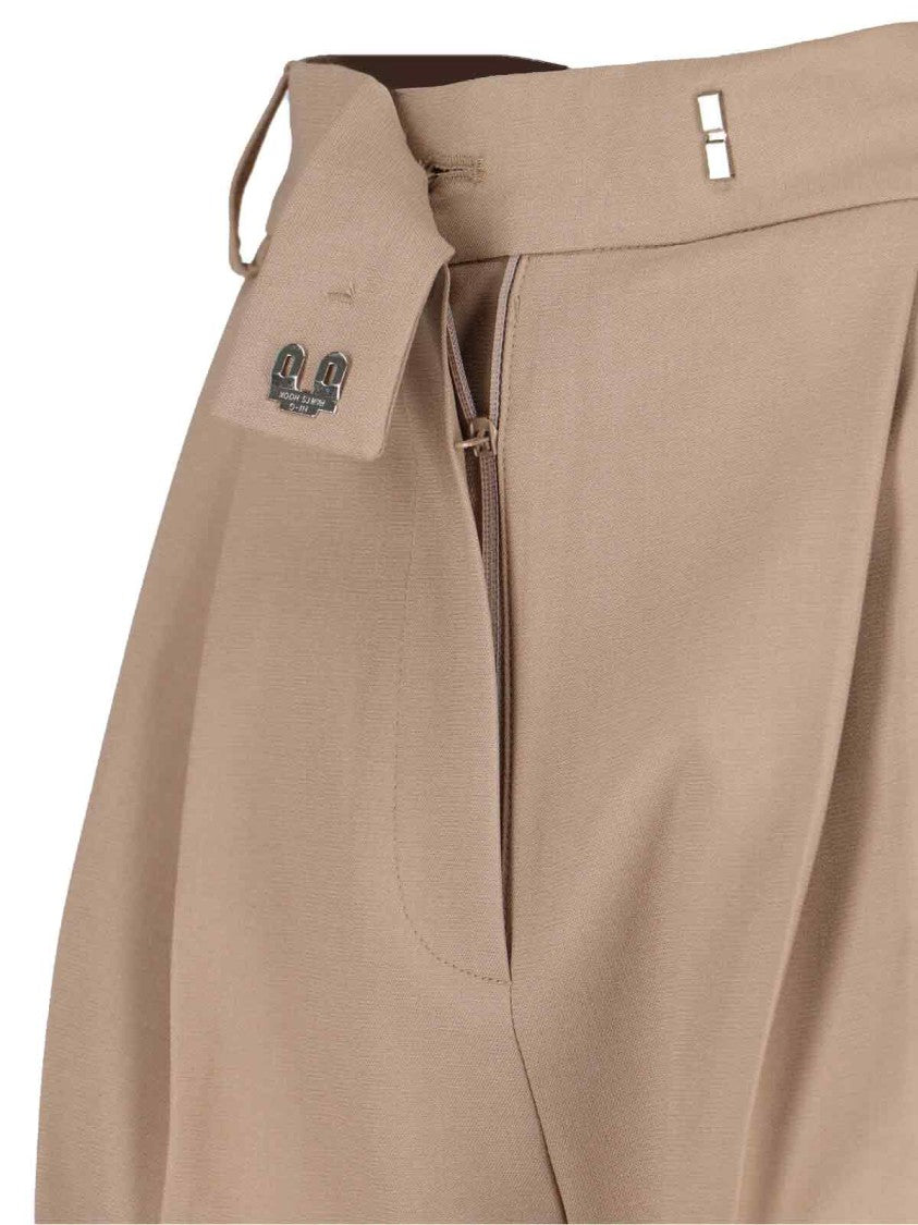The Frankie Shop Beige Straight-Leg Trousers With Front Pleats And Dual Pockets