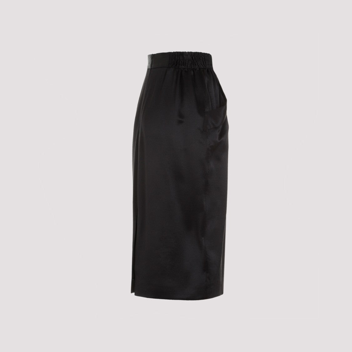 Saint Laurent Black Silk Midi Skirt