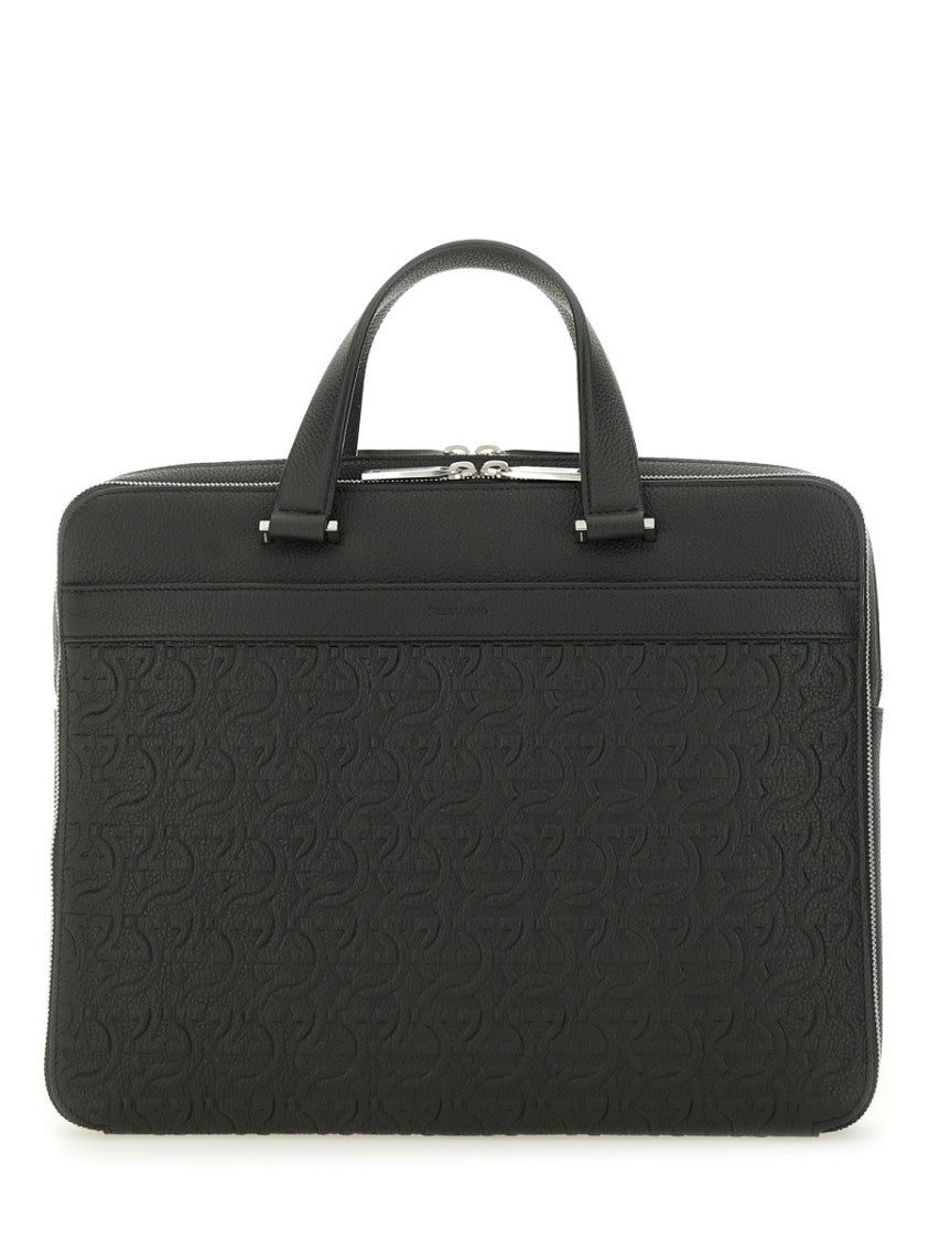 Ferragamo Embossed Calfskin Work Bag
